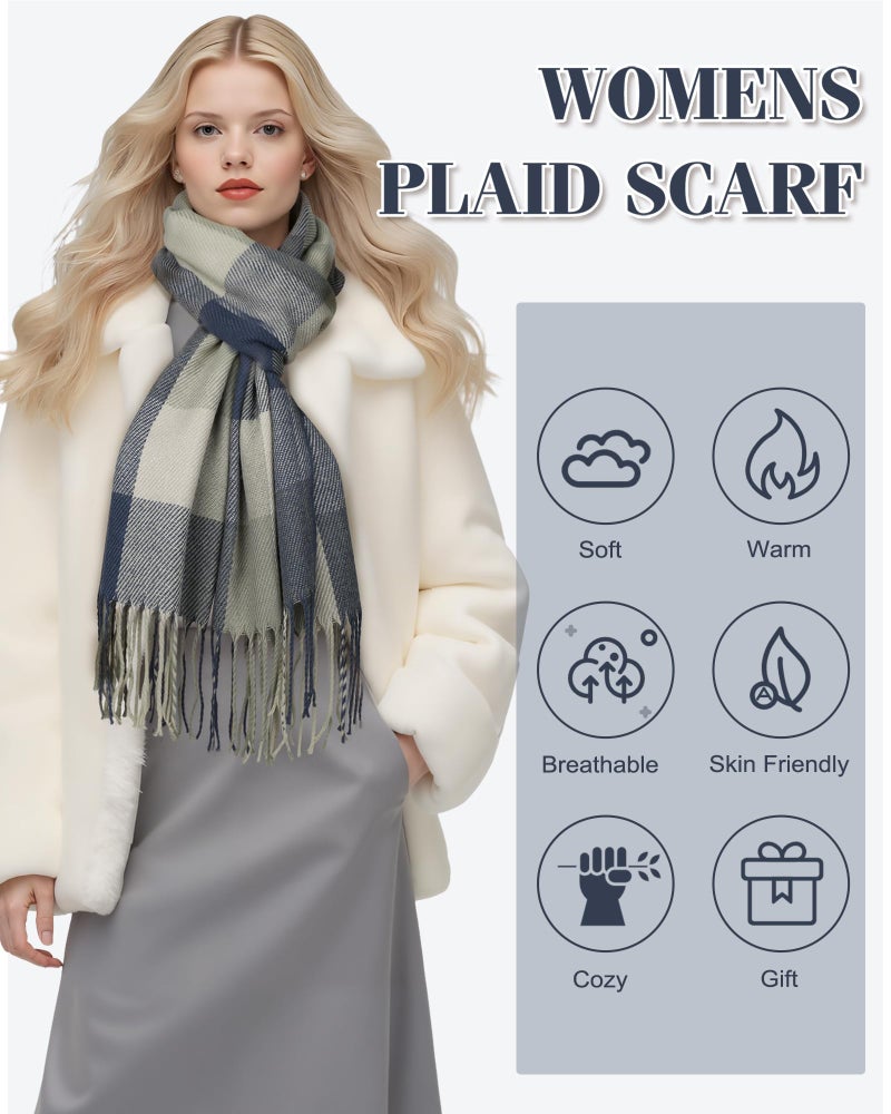 YSense Winter Scarf for Women, Fashion Long Plaid Scarves Warm Big Tartan Blanket Wrap Shawl Ladies Gifts - Image 3